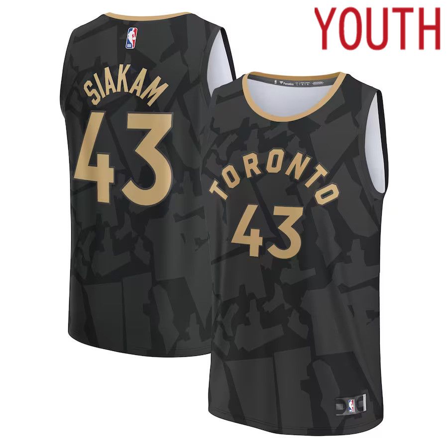 Youth Toronto Raptors 43 Pascal Siakam Fanatics Branded Black City Edition 2022-23 Fastbreak NBA Jersey